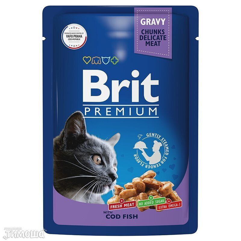 Brit для взрослых кошек (треска в соусе)