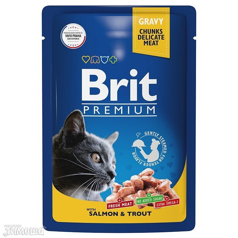 Brit для взрослых кошек (лосось и форель в соусе)