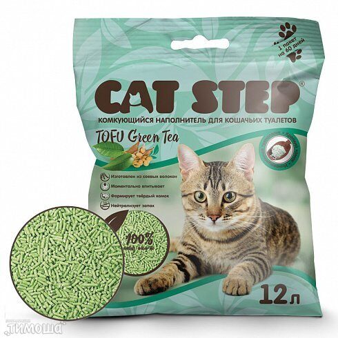 CAT STEP Tofu Green Tea - зеленый чай, 12 л