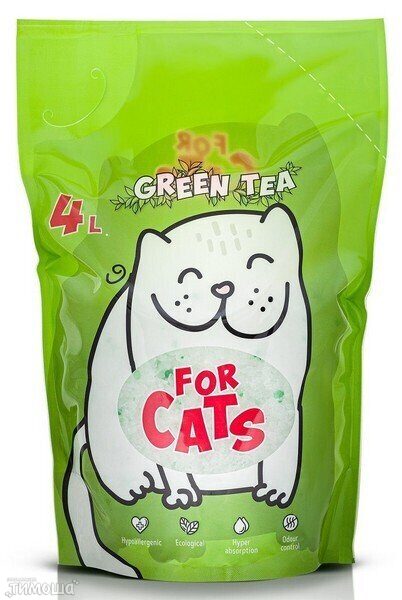 For Cats (зелёный чай) силикагелевый наполнитель, 4 л